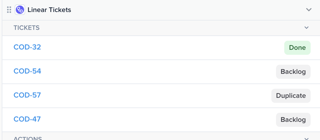 Created Ticket in List